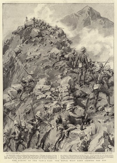 La presa del passo di Tanga, il Royal West Kent che raggiunge la cima da Frank Dadd